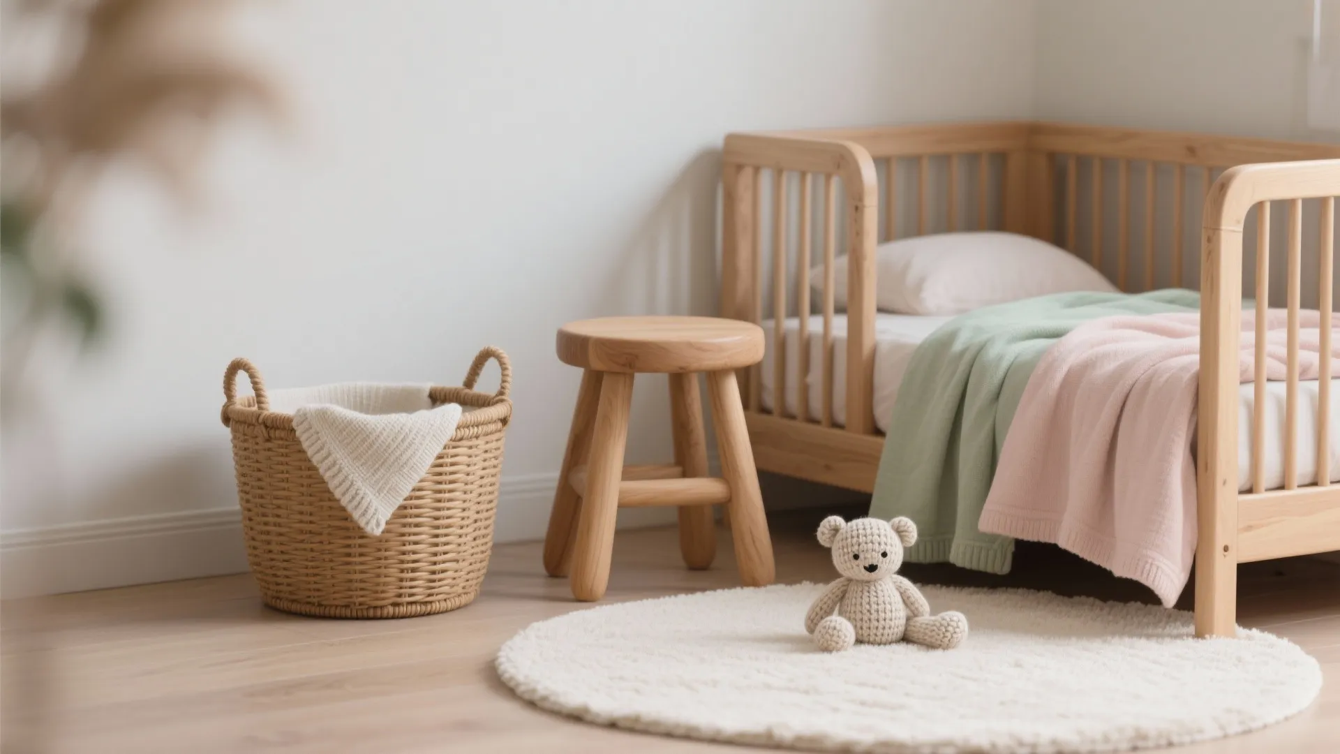 Gender-Neutral Natural Textures (Wood, Rattan, Linen)