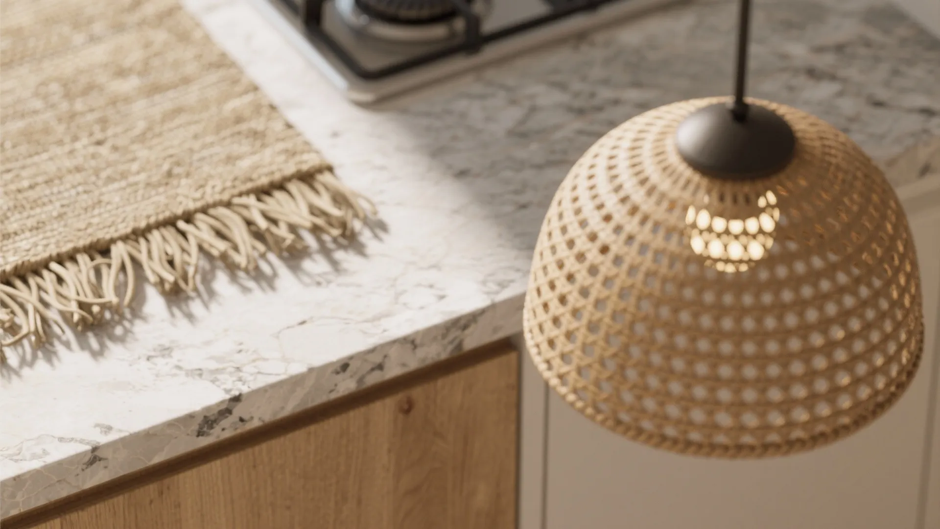 2. Natural textures: rattan, sisal and stone