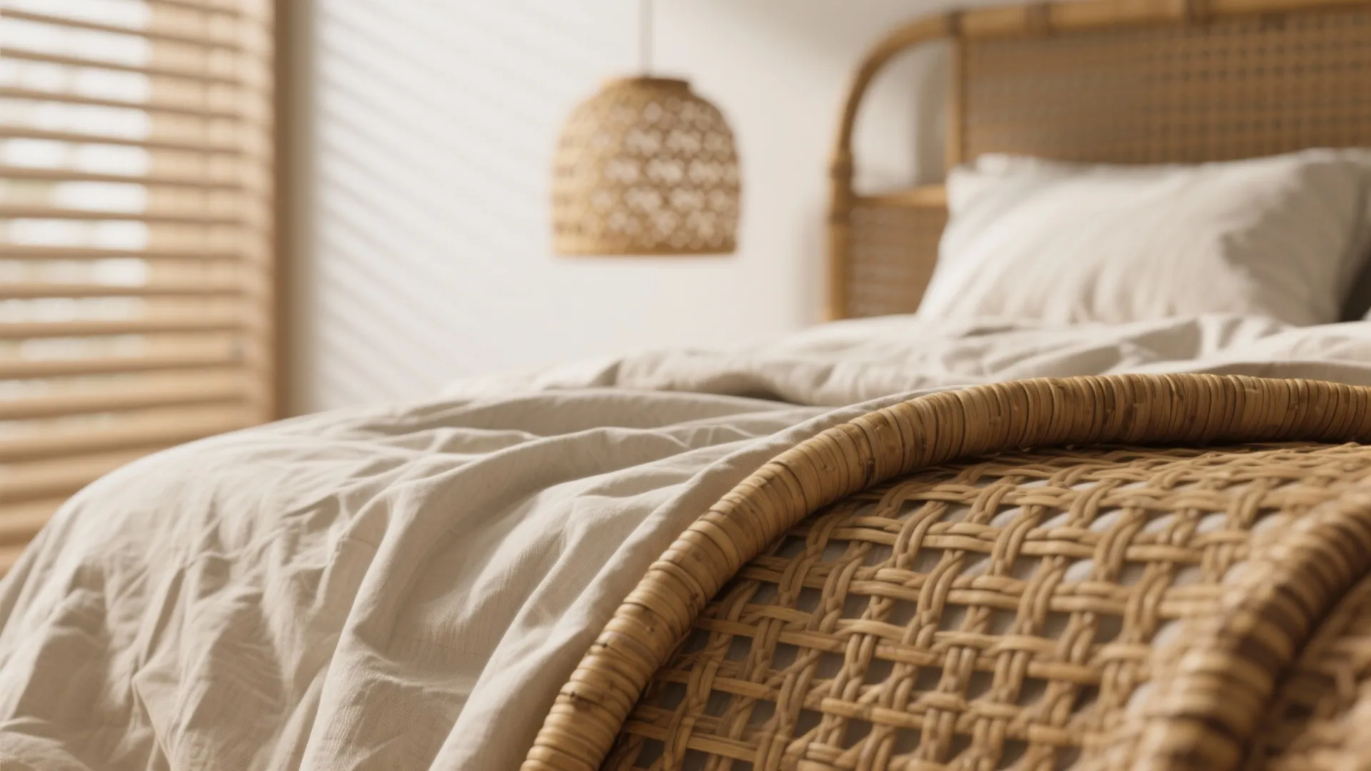 2. Layer Natural Textures — Rattan, Linen, and Bamboo