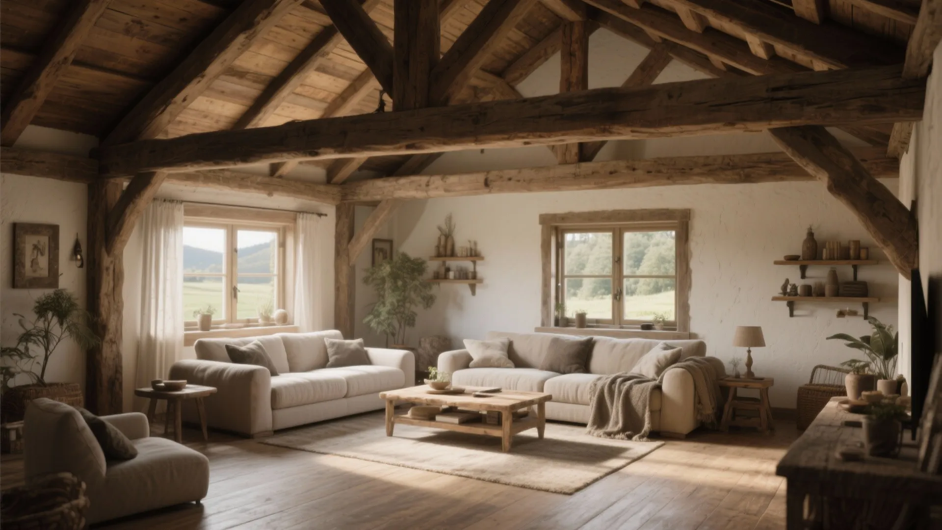 1. Natural Wood Beams