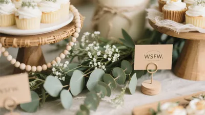 Rustic-Elegant Dessert Table Setup with Greenery