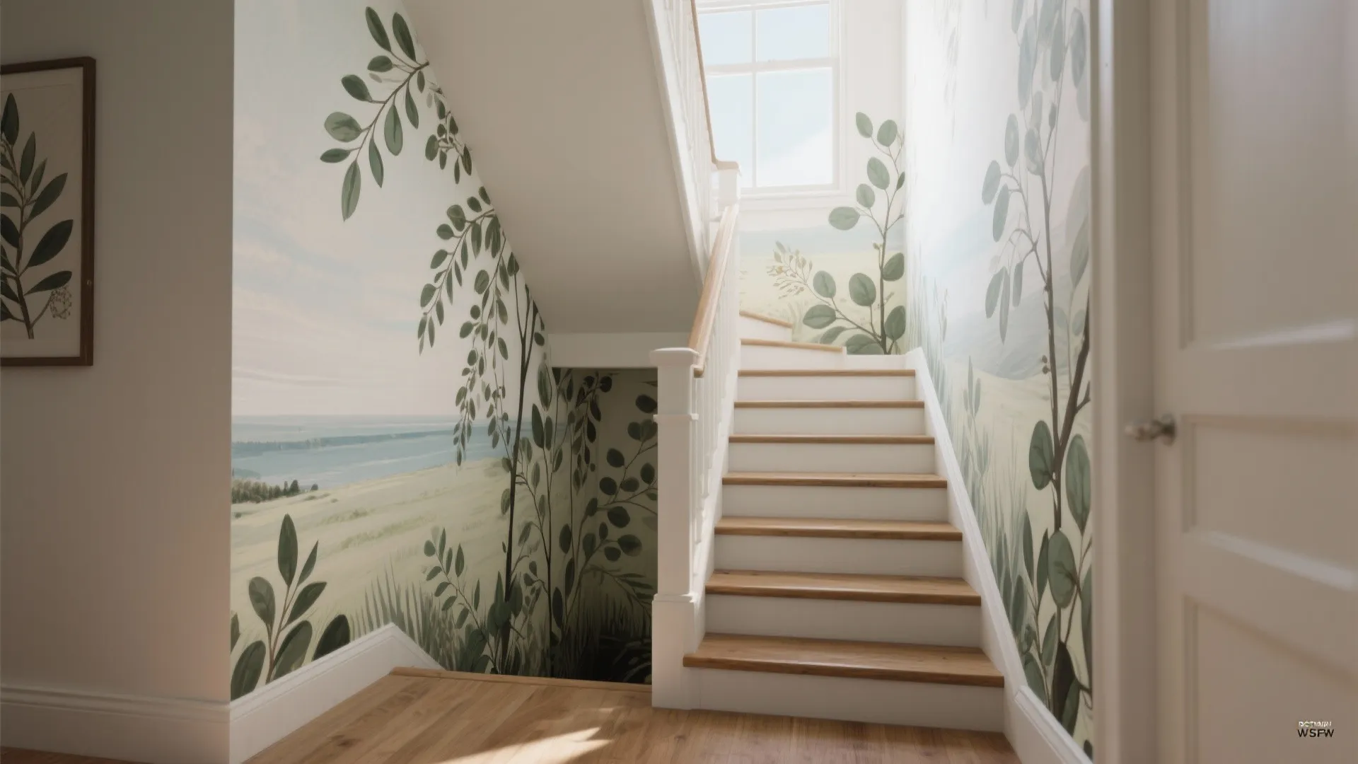 5. Nature-Inspired Mural to Soften Tight Corners