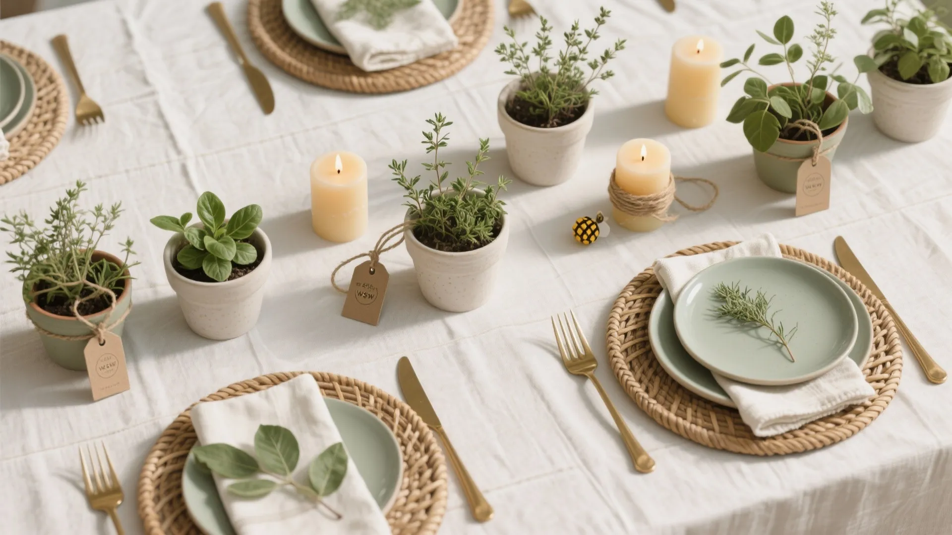 Nature-forward tablescapes and sustainable touches