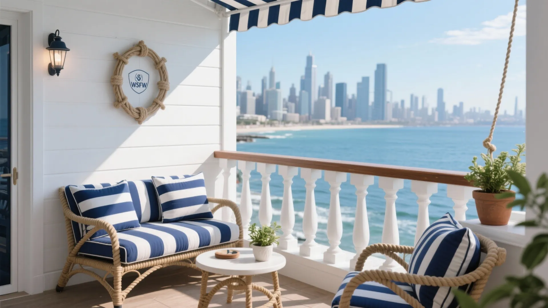 5. Classic White & Blue Nautical