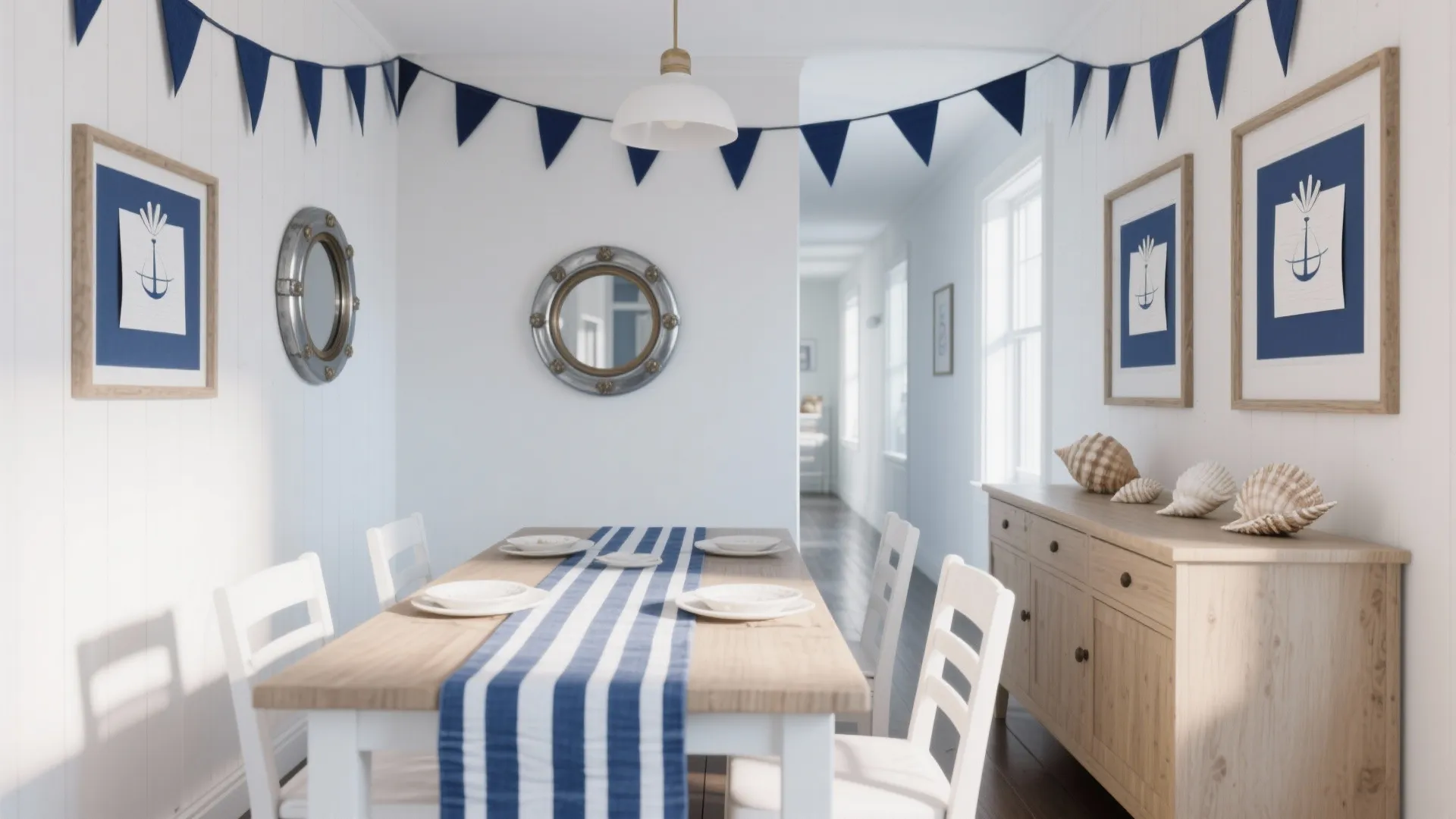 Little Sailor: Nautical Blues in a Narrow Dining Room