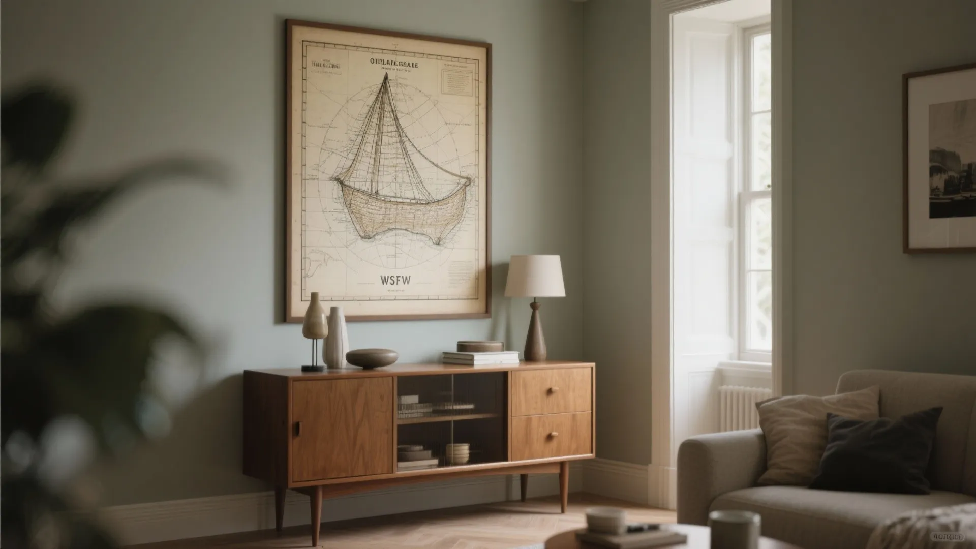 4. Nautical map or vintage print