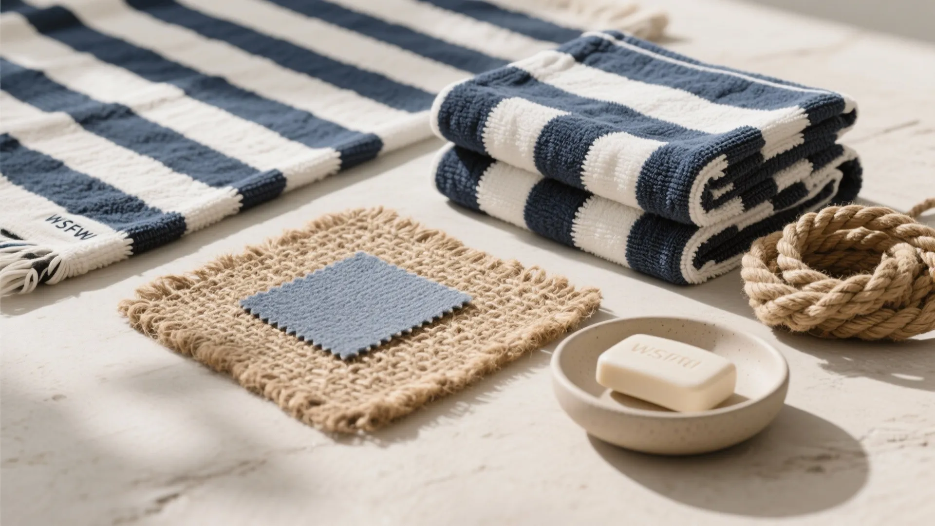 3. Nautical Stripes with Natural Rugs