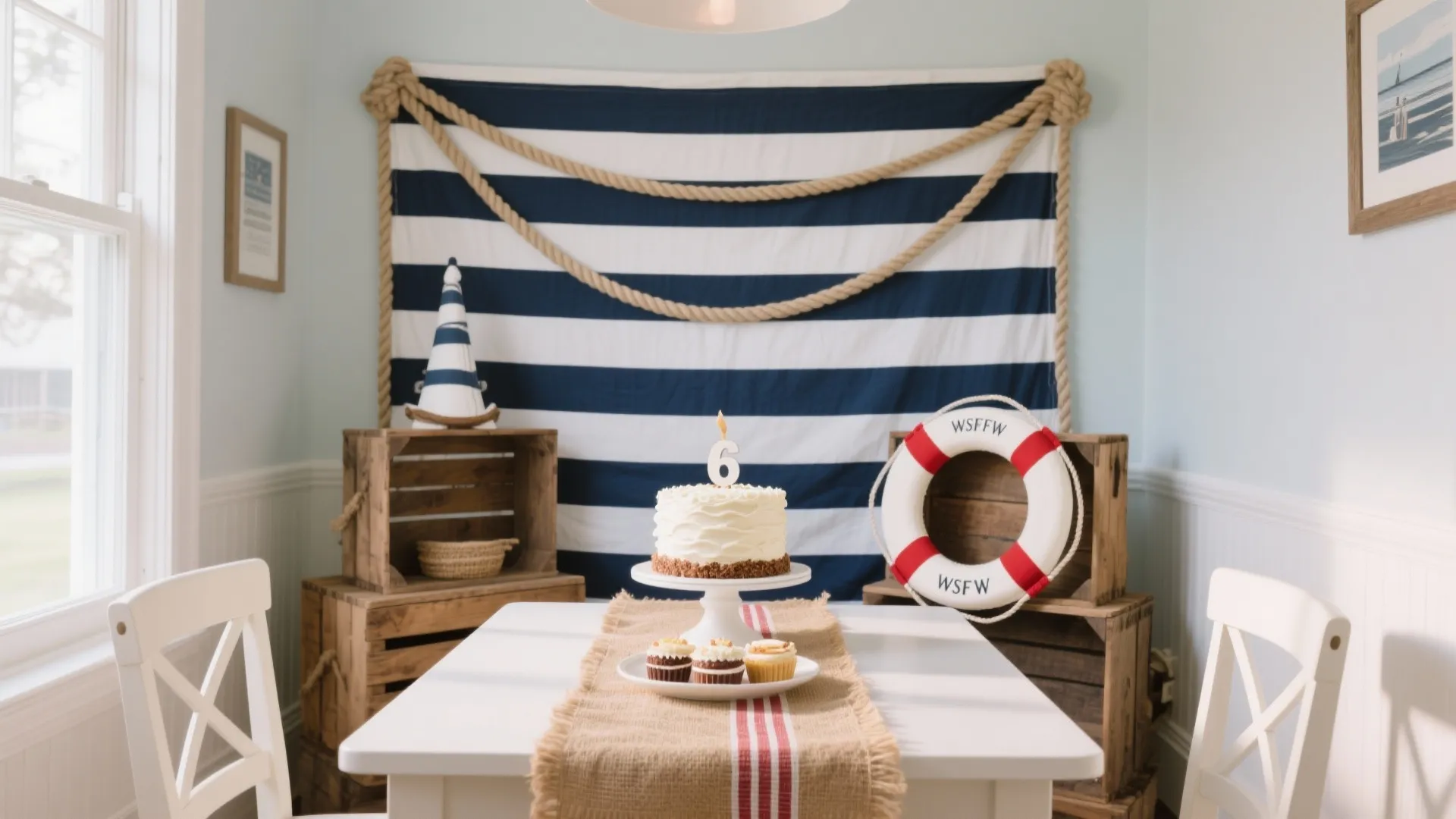 Nautical Little Sailor (Navy, White, Rope Accents)