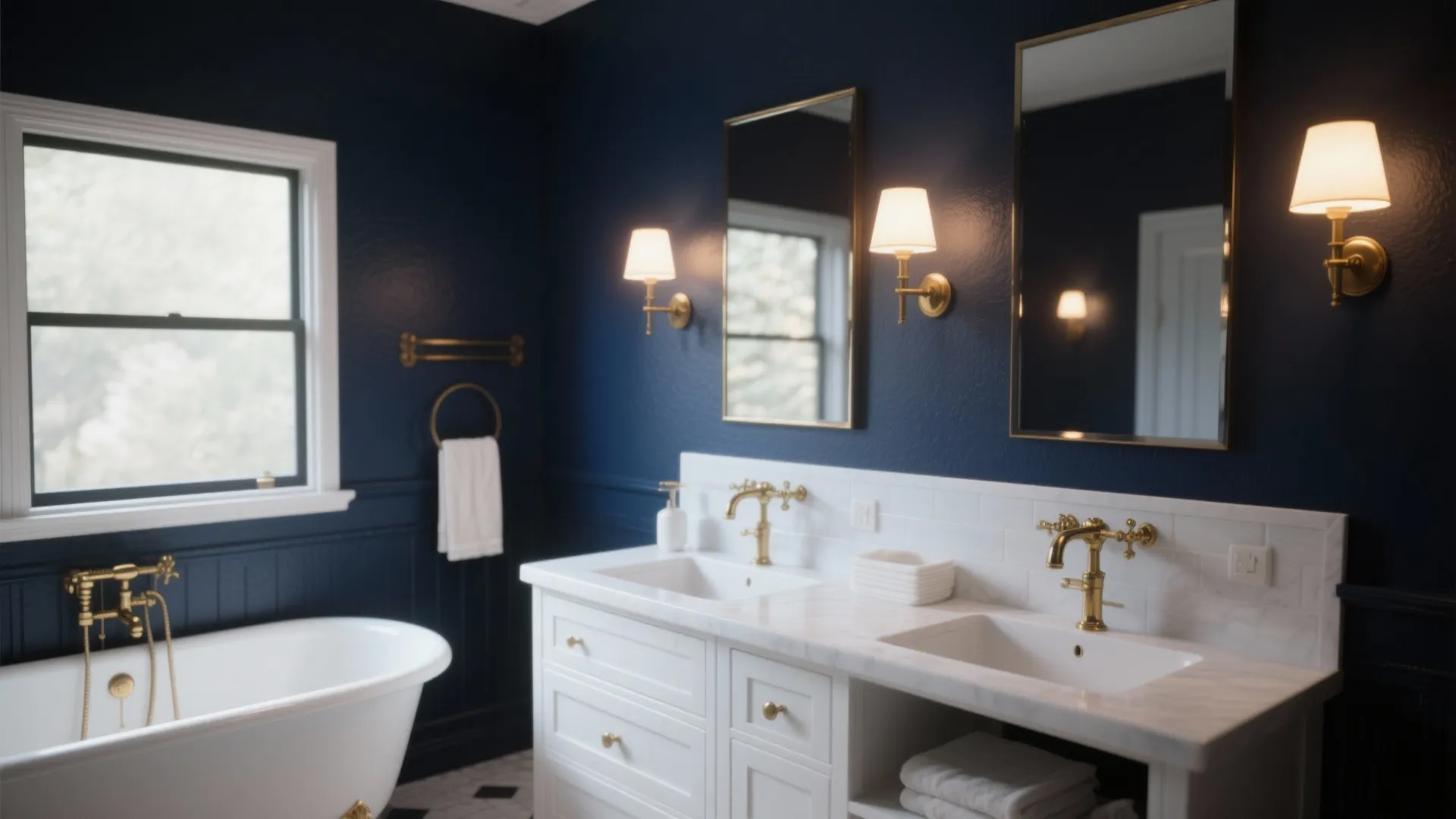 2. Navy Accent Wall for Dramatic Contrast