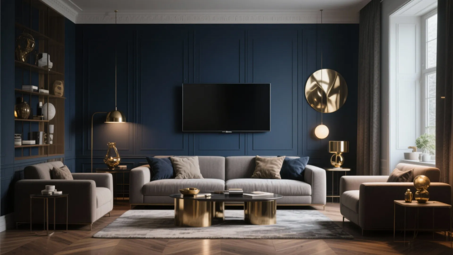 2. Navy Accent Wall for Drama Without Overwhelming