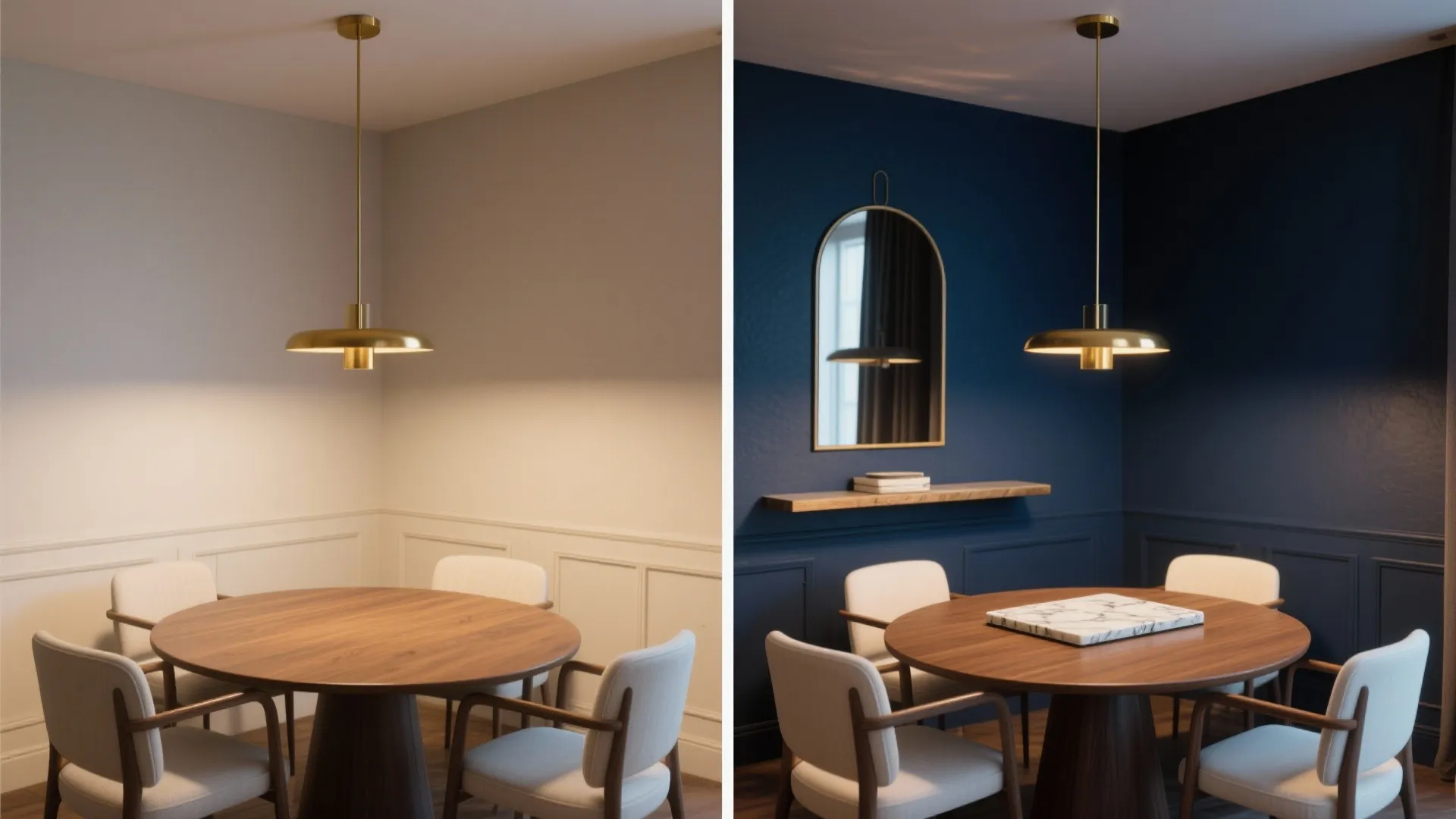 Moody Navy Accent Wall with Brass