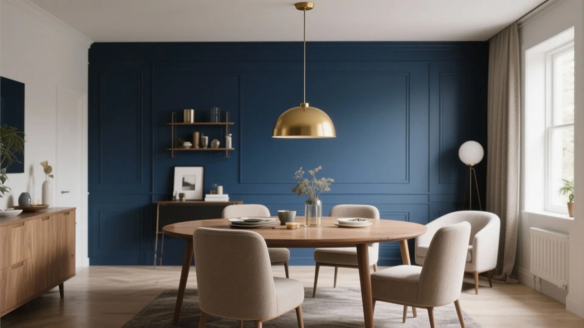 3. Navy Blue Accent Wall