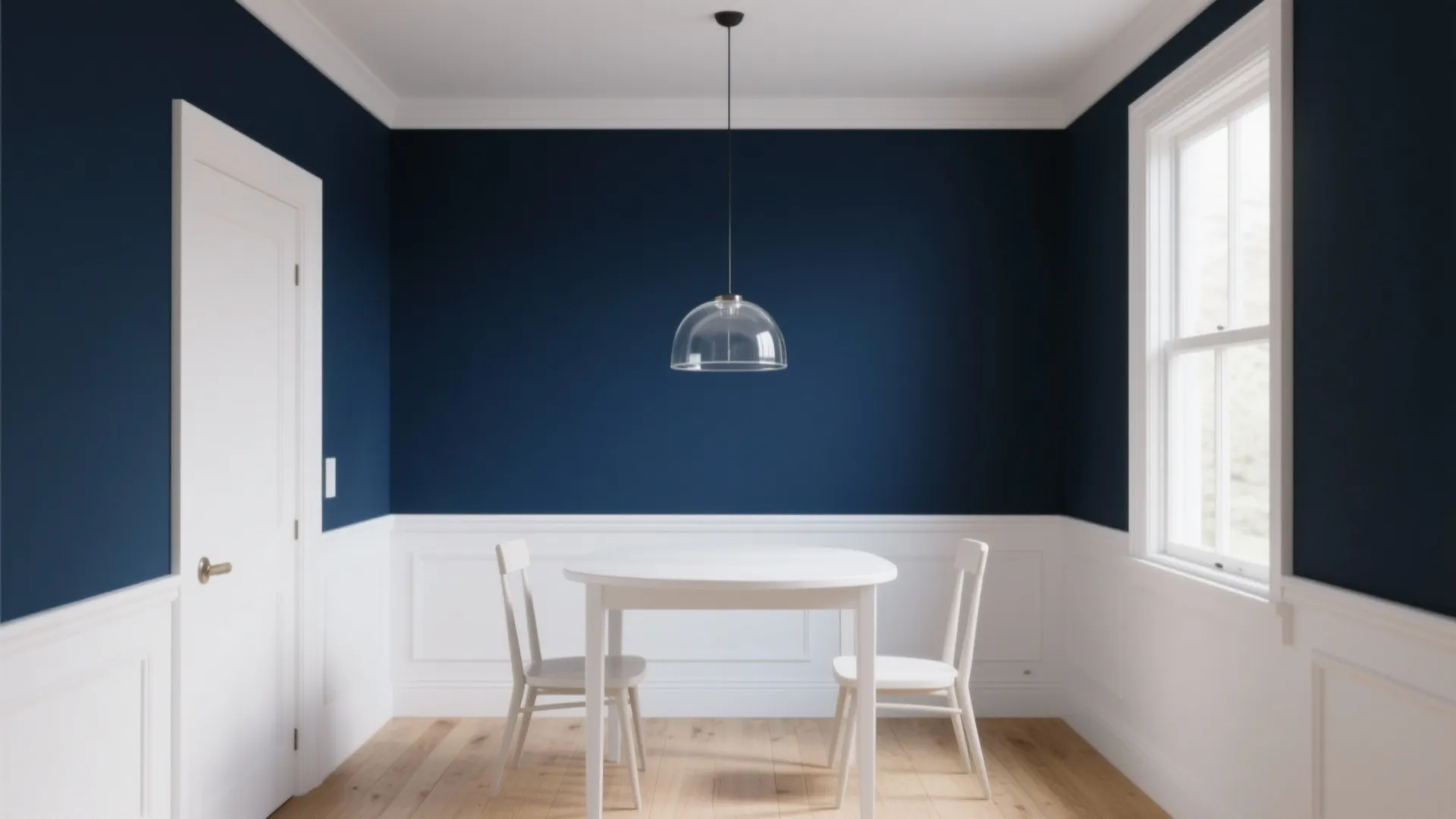 1. Crisp Navy Accent Wall with White Trim