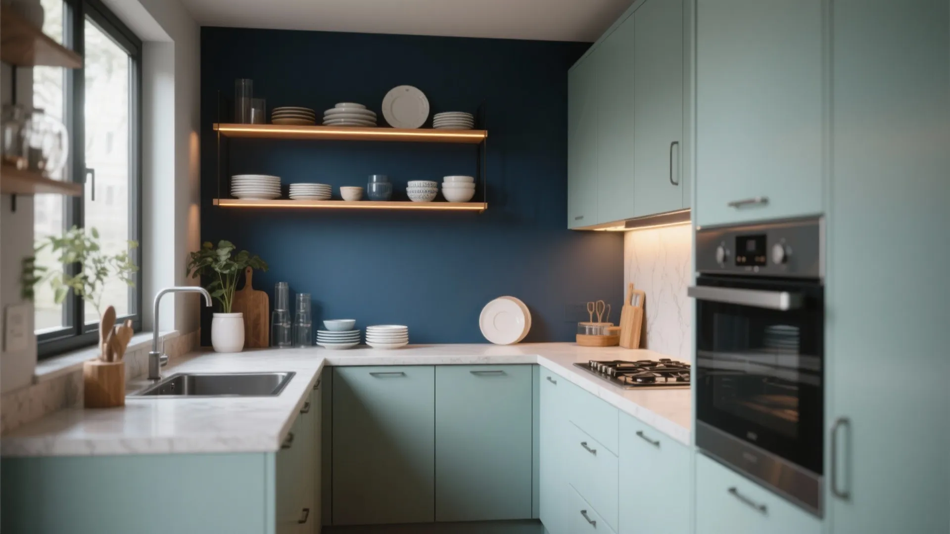 2. Deep Navy Accent Wall