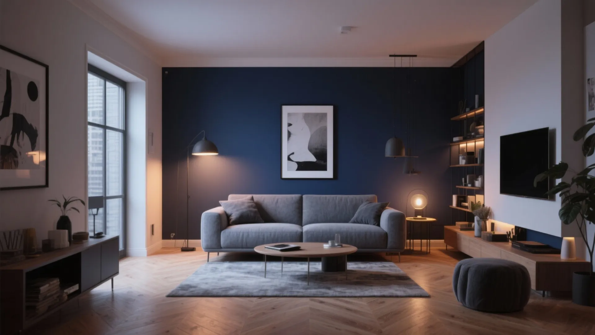 Navy Accent Wall Drama