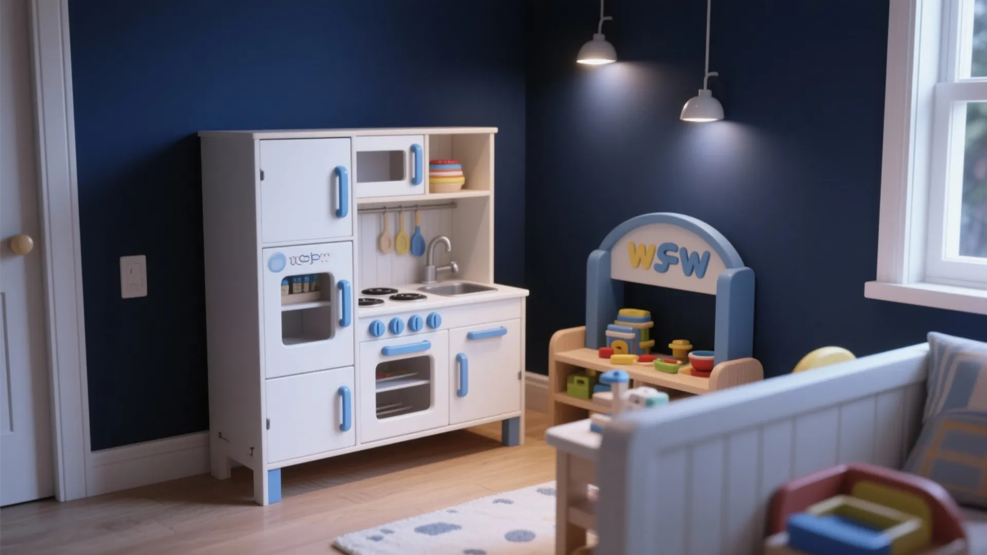 2. Bold Navy Accent Wall