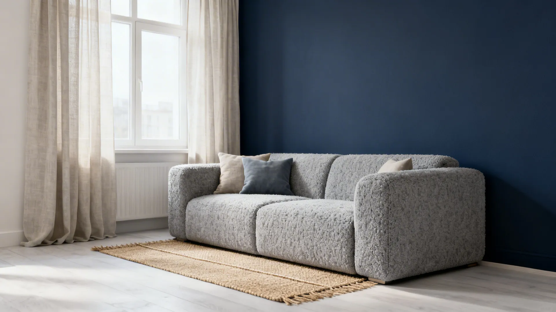 1. Navy Accent Wall with Light Grey Textures