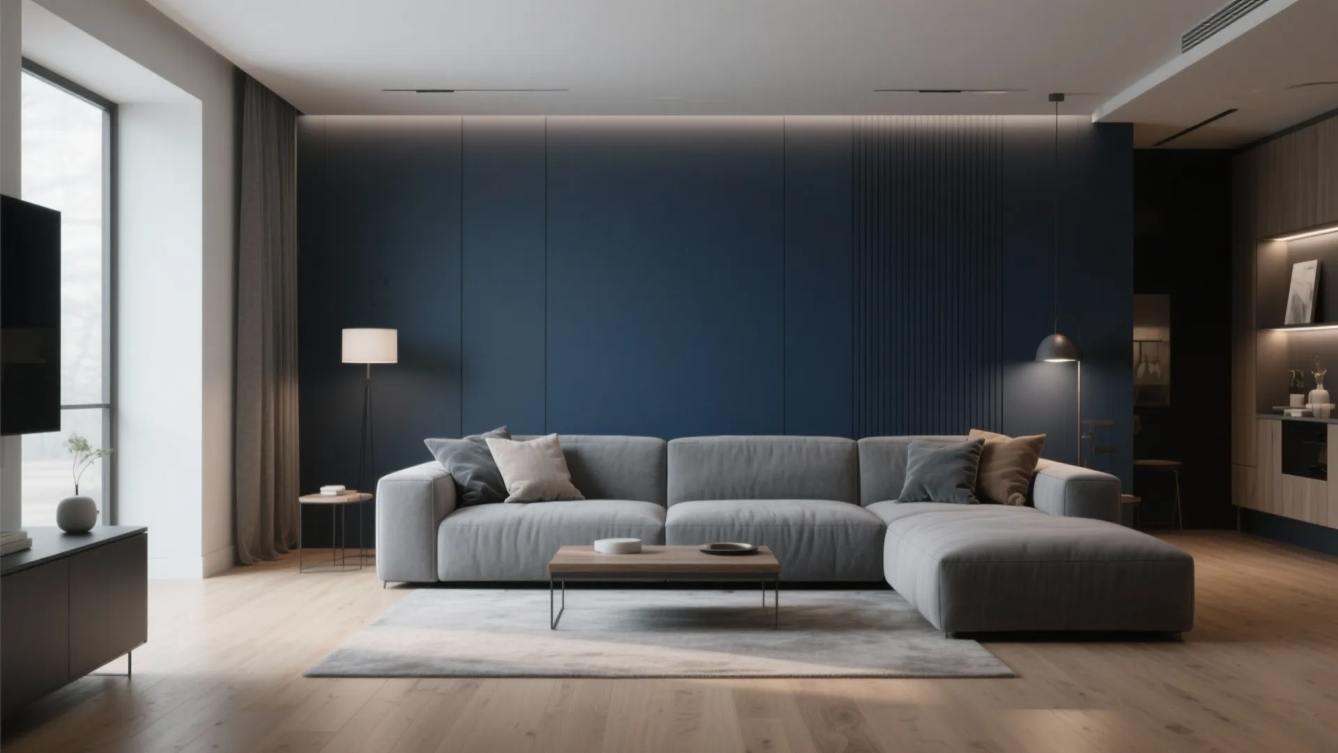 2. Deep Navy Accent Wall