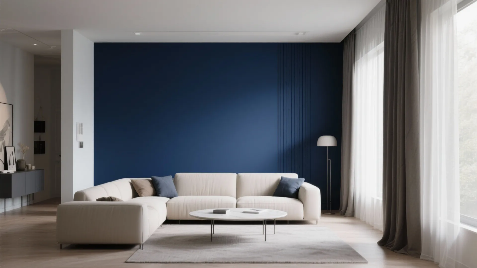 1. Navy Blue Accent Wall