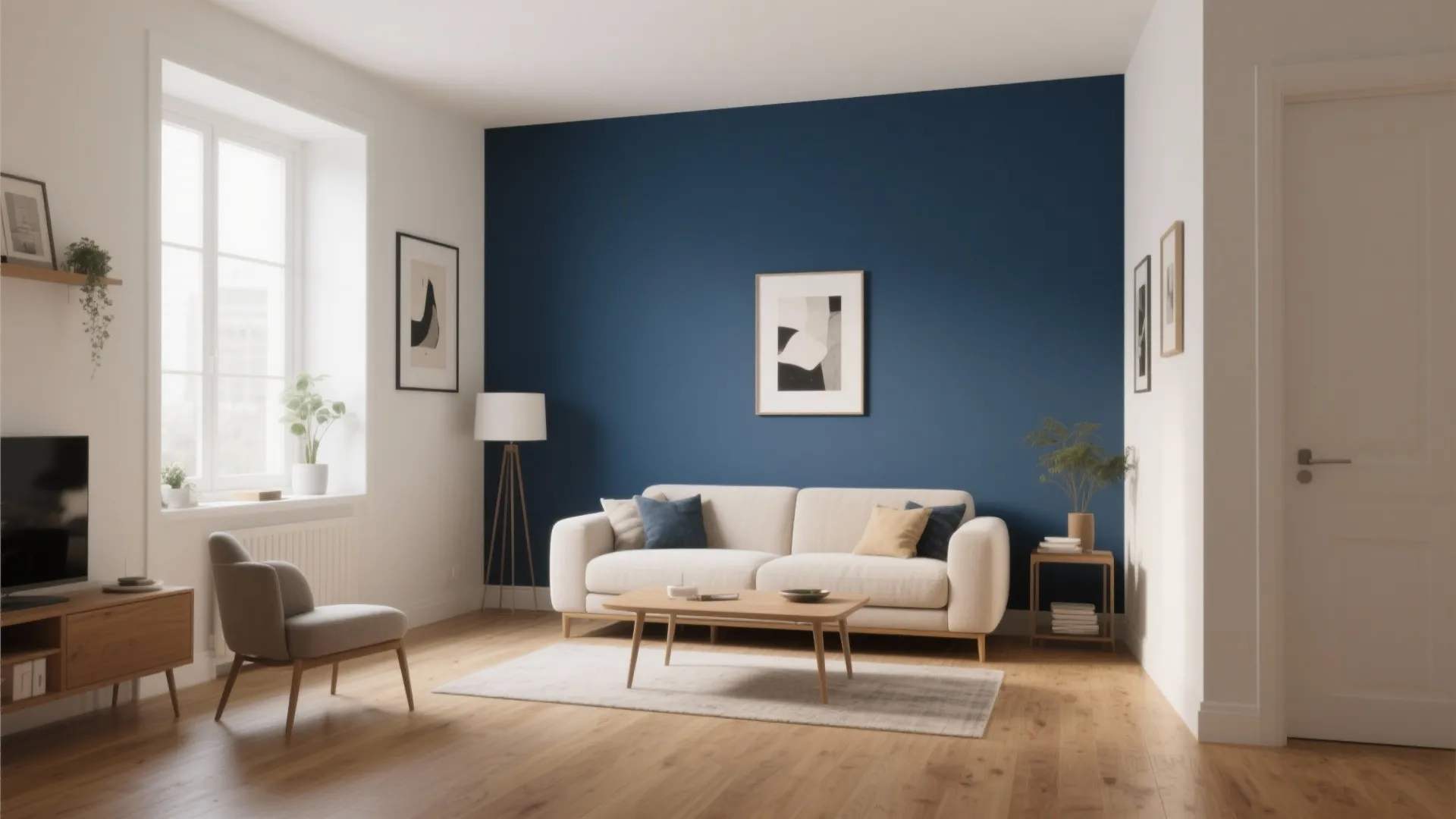 1. Minimalist Navy Accent Wall