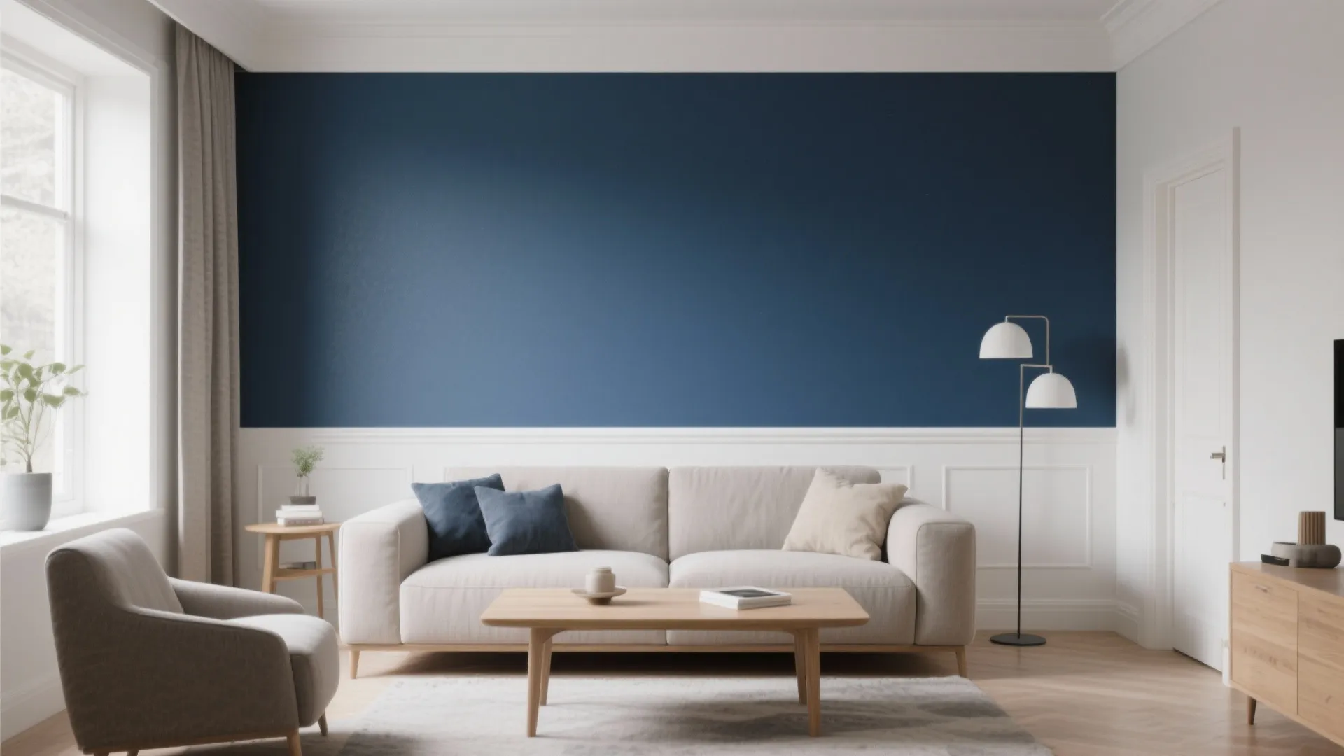 1. Navy Blue Accent Wall