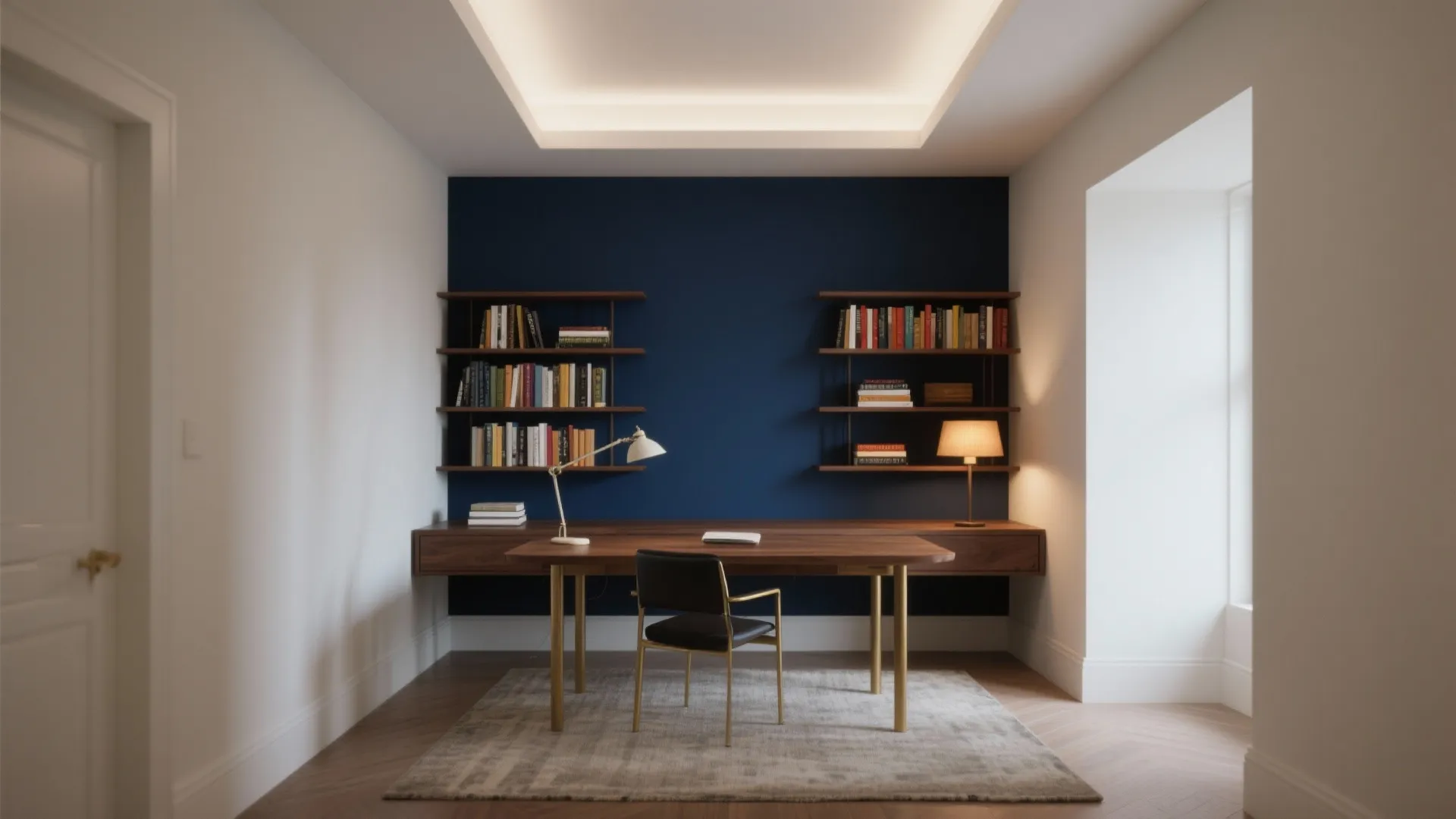 Moody Navy Accent Wall (One-Wall Strategy)