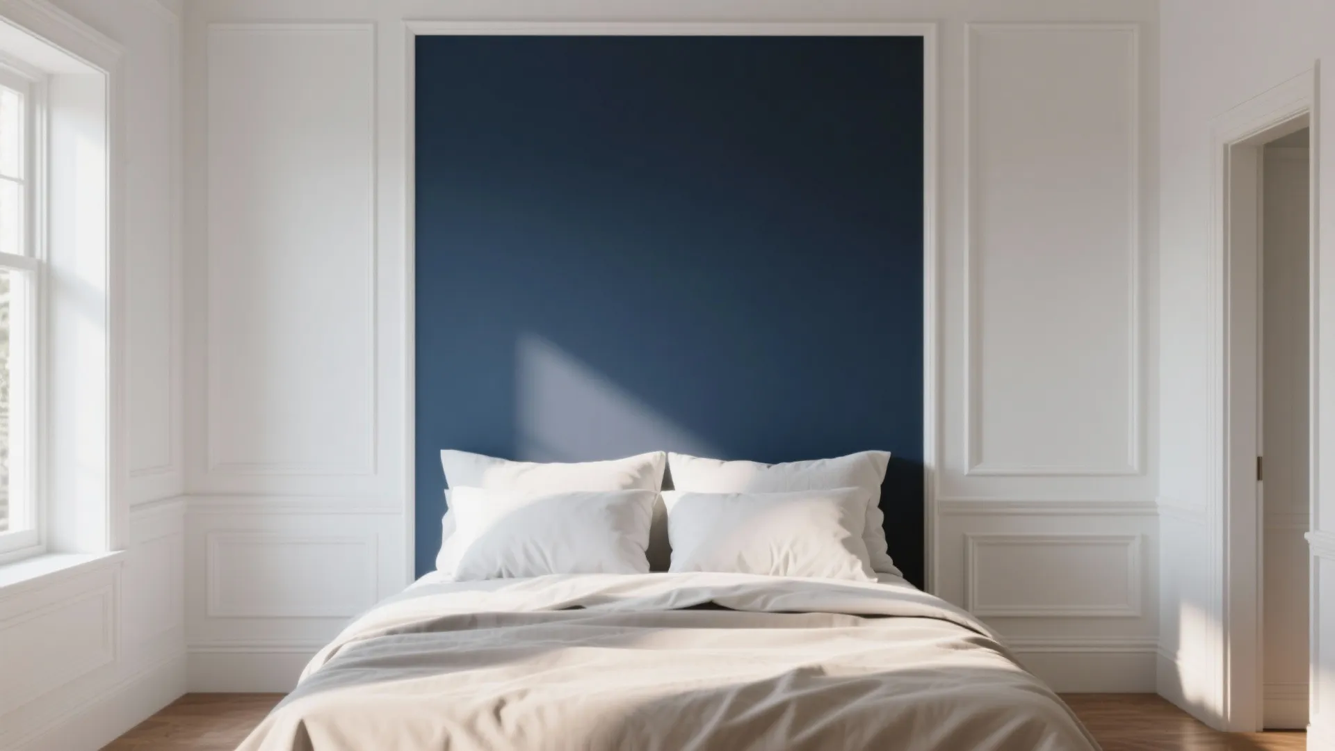 1. Accent wall with crisp white trim