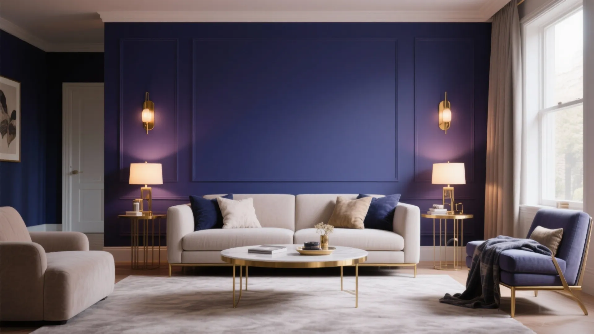 Deep Accent Wall with Balanced Lighting