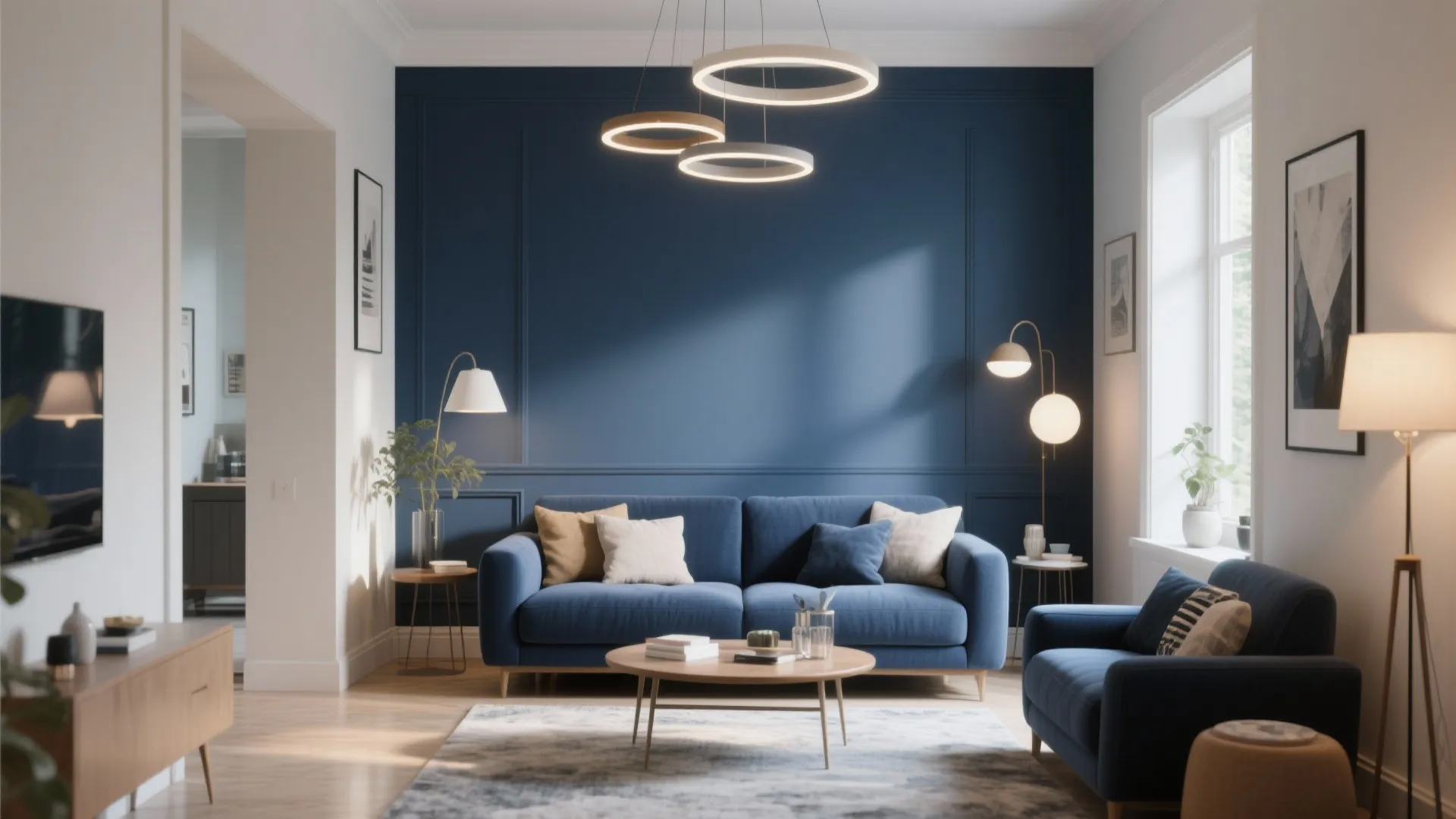4. Two-Tone Navy and Neutral Walls
