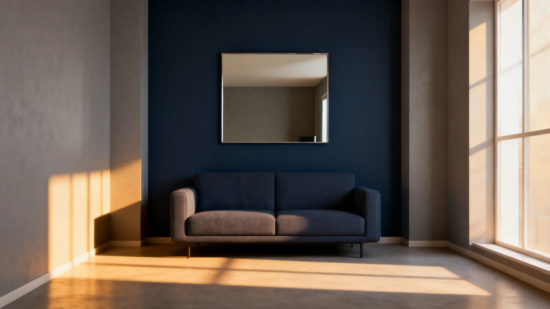 1. Navy Accent Wall with Soft Gray Surround