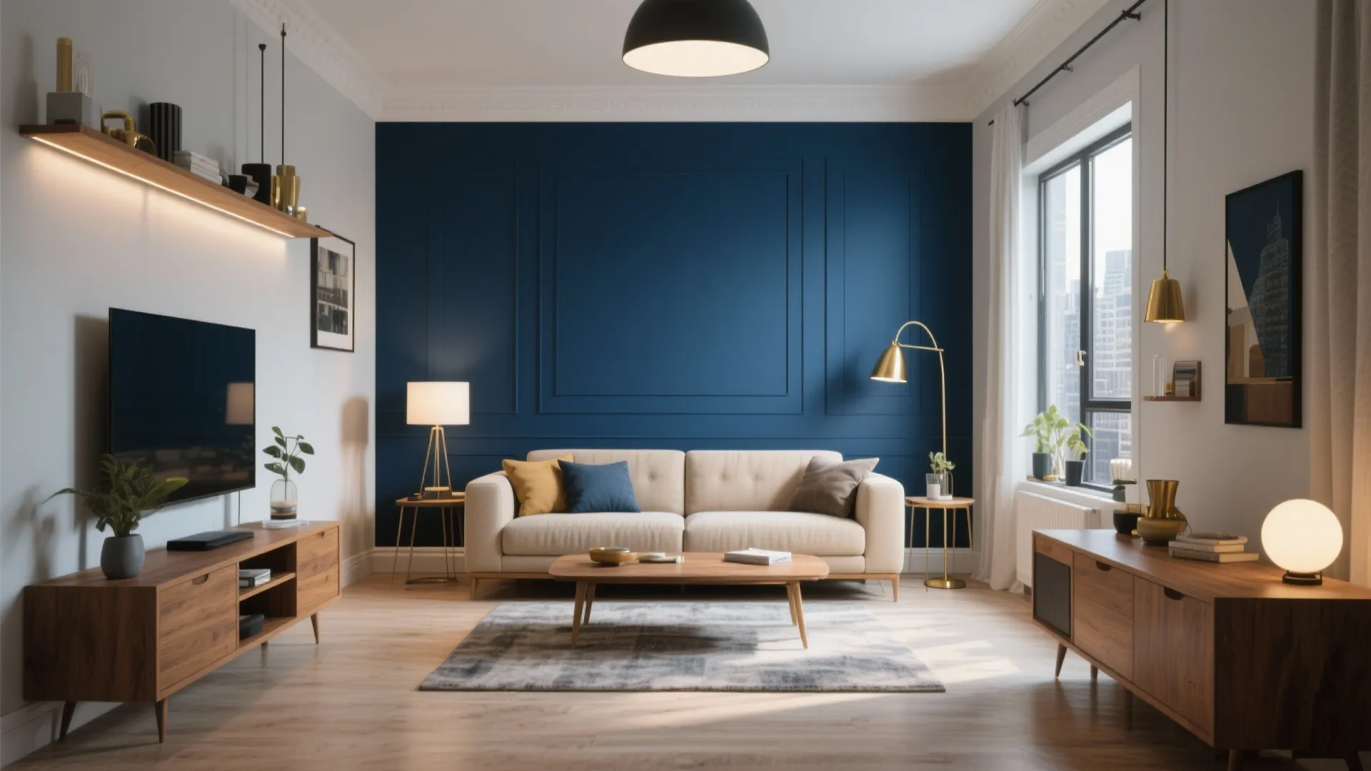 2. Navy Blue Accent Wall