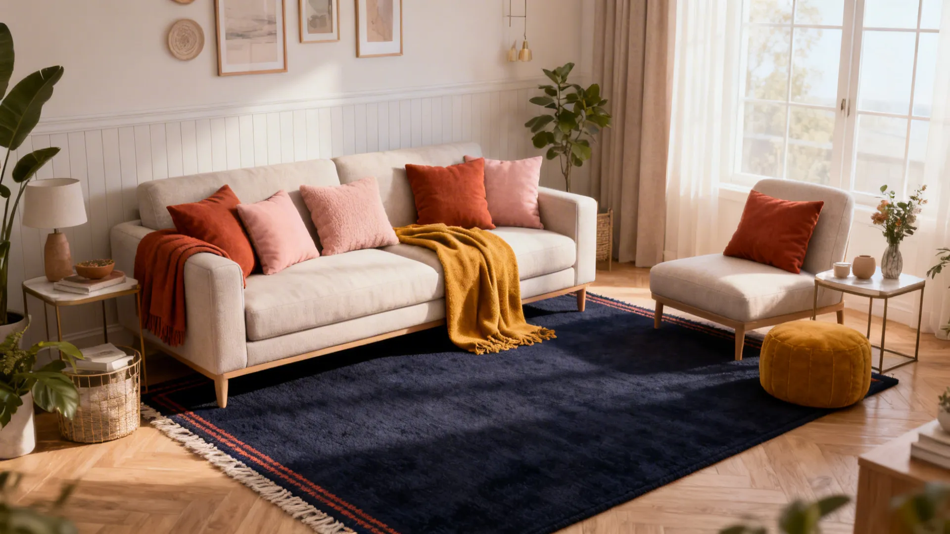 5. Accent with complementary textiles