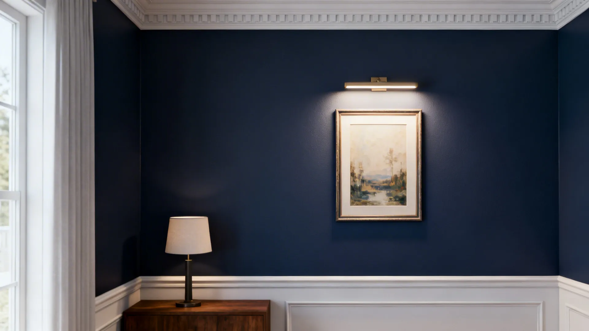 1. Use navy as an anchor wall with crisp white trim