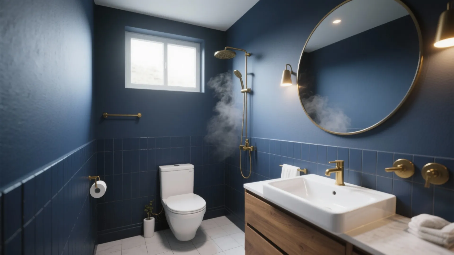 Navy Blue Bathroom Ideas — 5 Creative Designs: How I transformed small bathrooms with navy blue and clever layouts
