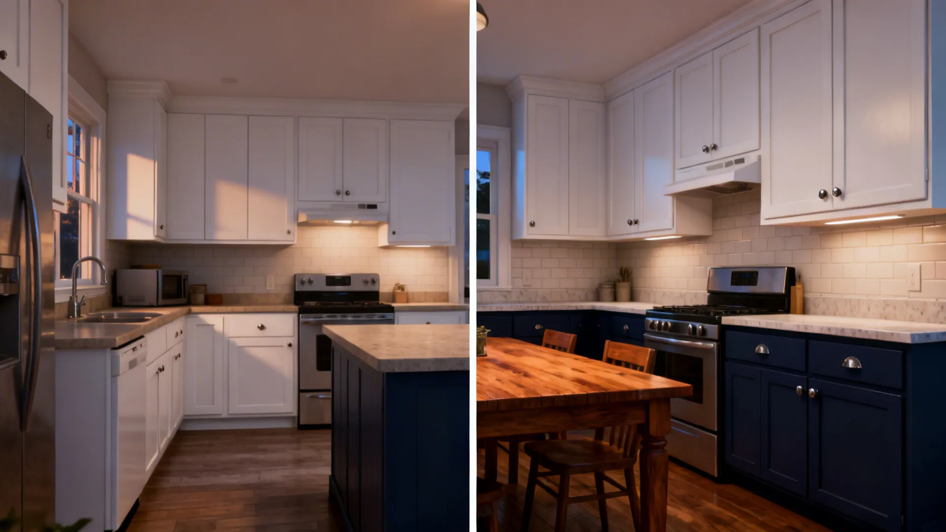 Navy, Crisp White, and Warm Wood