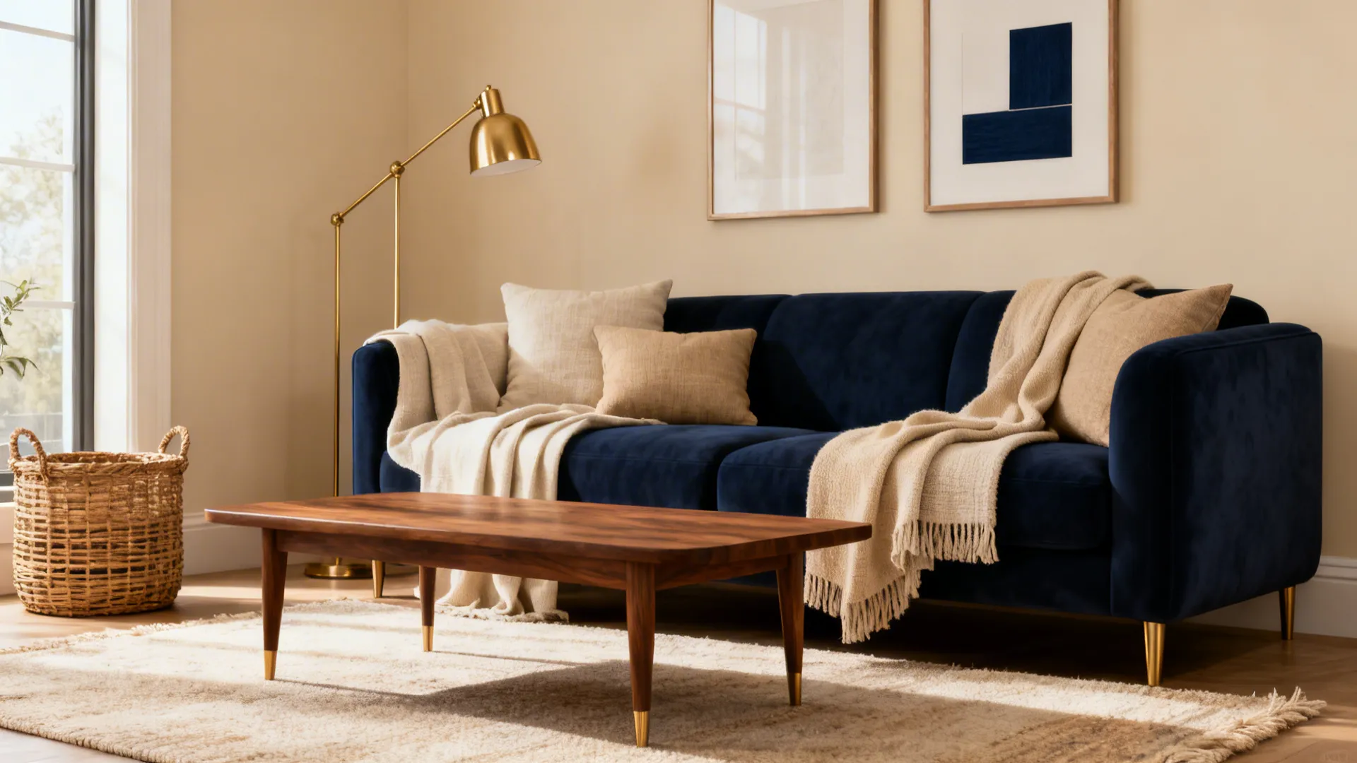 Beige & Navy Blue Living Room Ideas — 5 Inspo