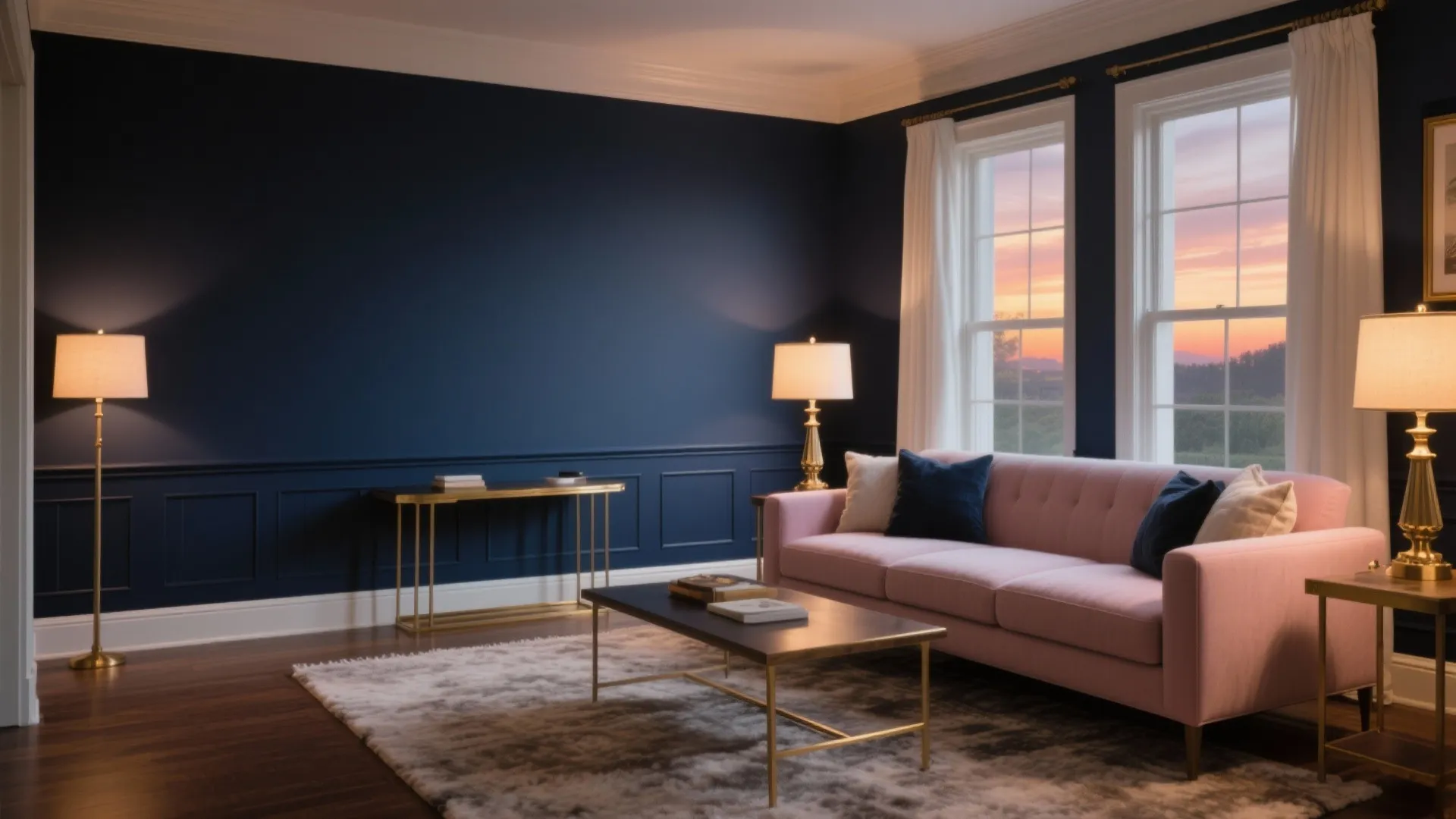 Navy, Blush, and Matte Gold Highlights