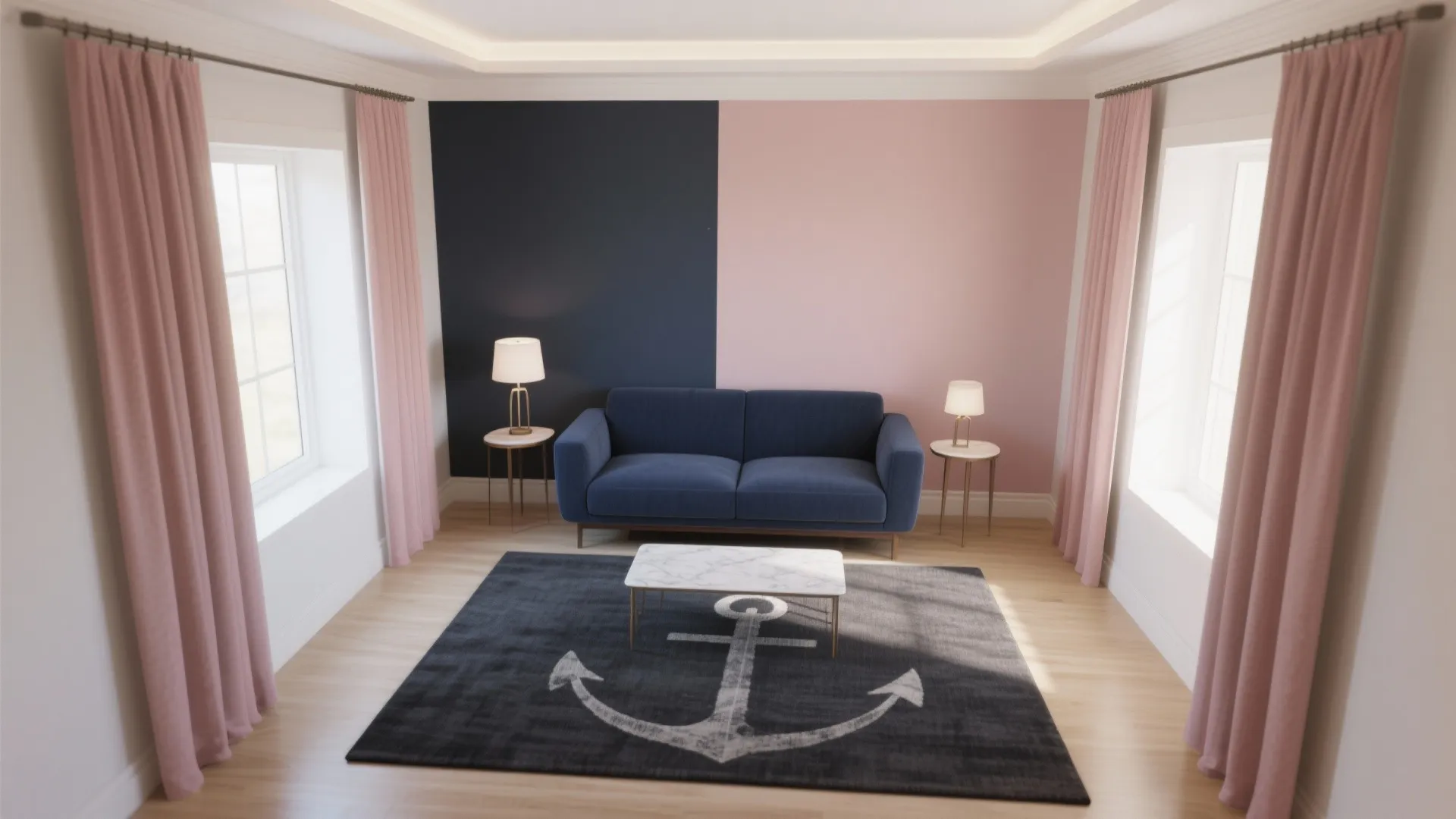 Blush Pink + Navy + Charcoal Ground