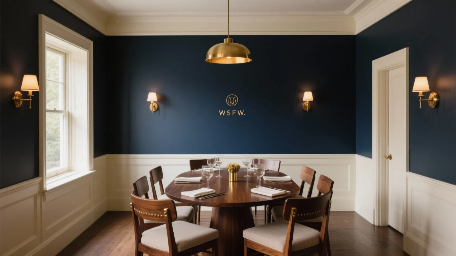 Moody Navy, Brass, and Walnut