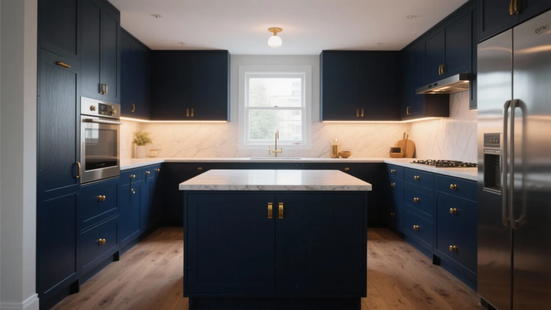 1. Deep Navy with Brass Accents