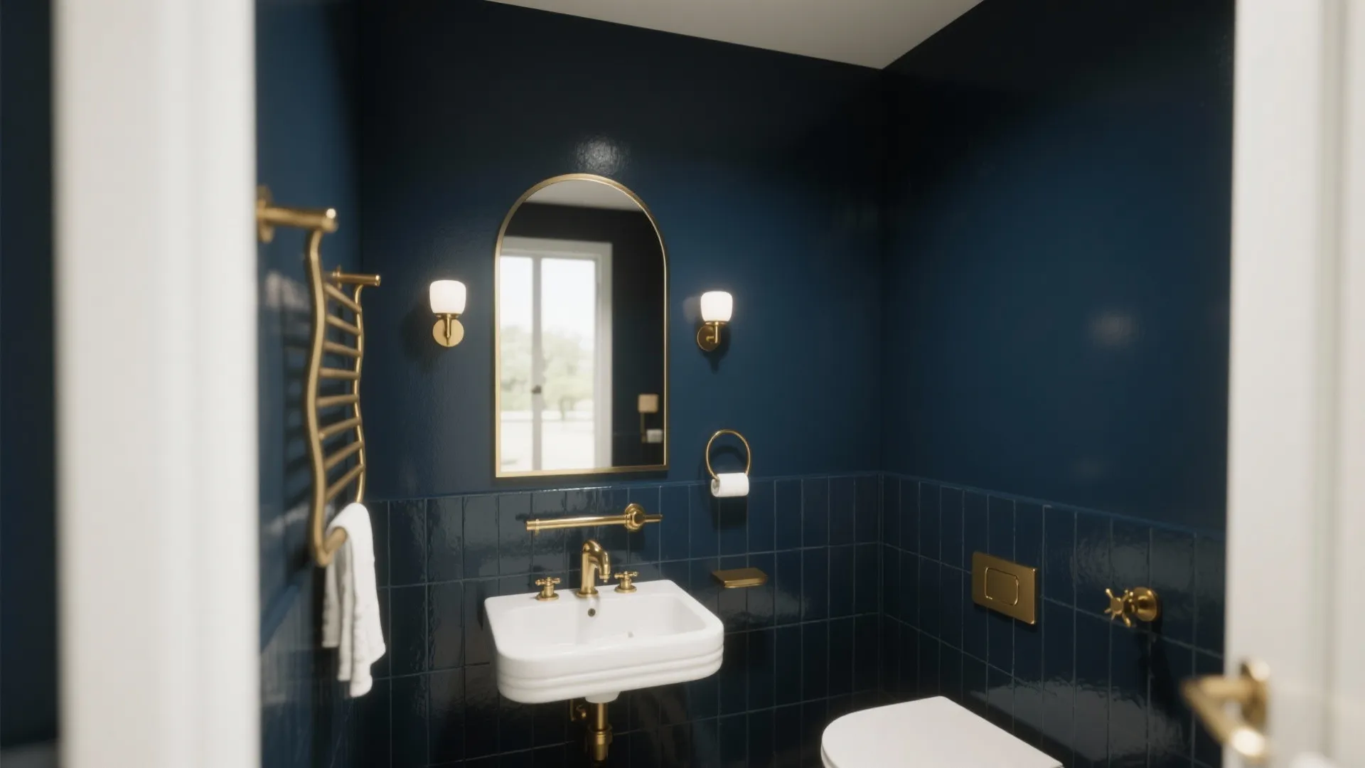 4. Navy and Brass Accent