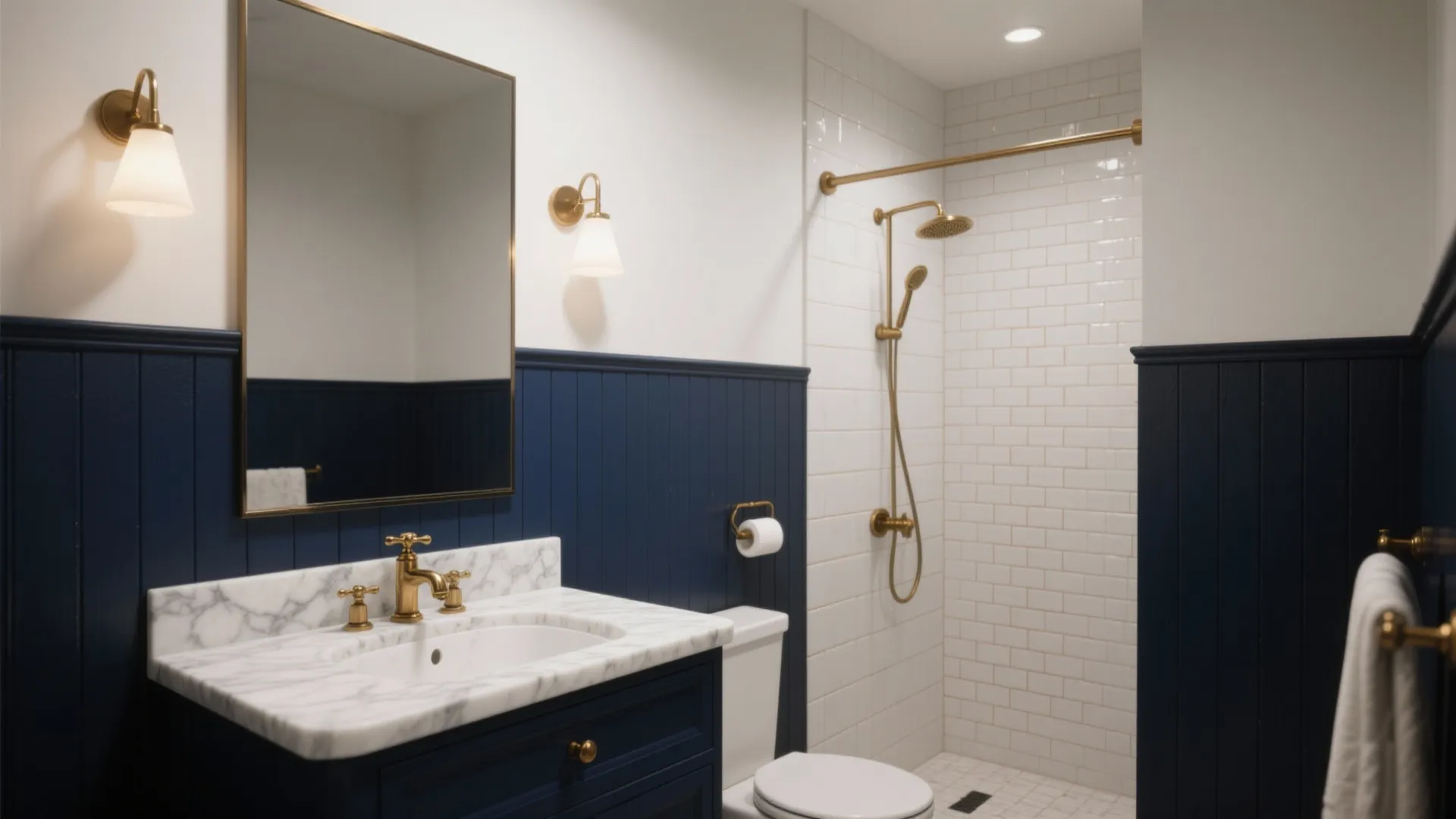 3) Inky Navy with Brass (A Confident Classic)