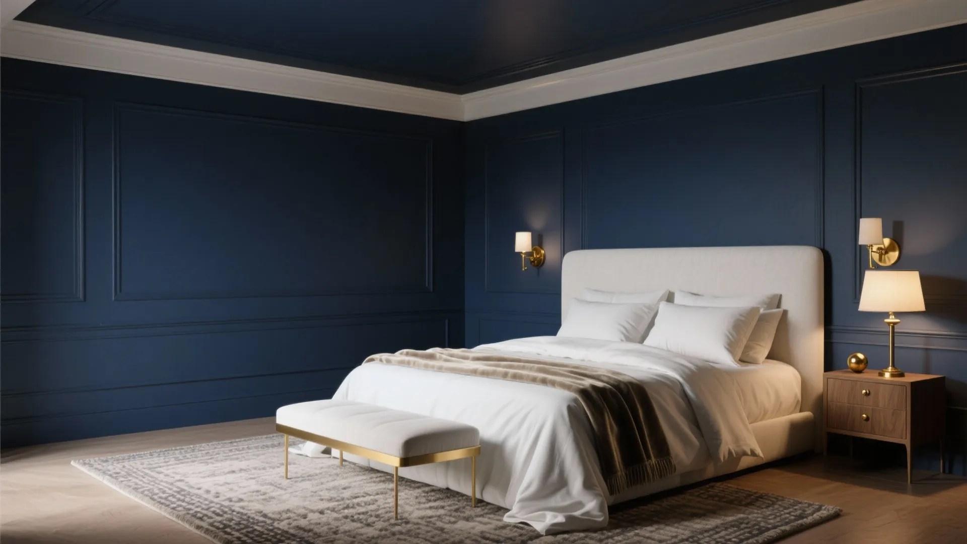 Deep Navy + Brass Accents