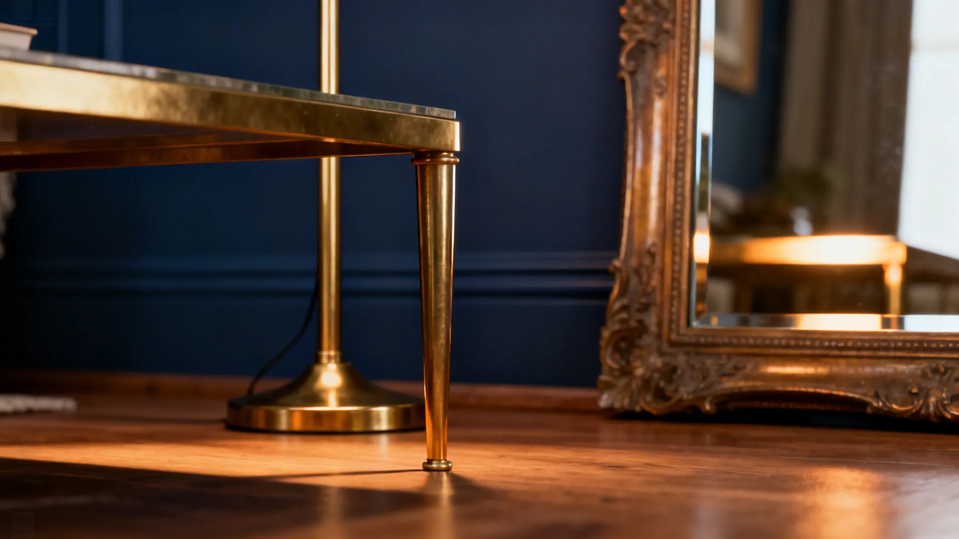 3. Navy + Brass Accents for a Touch of Glam