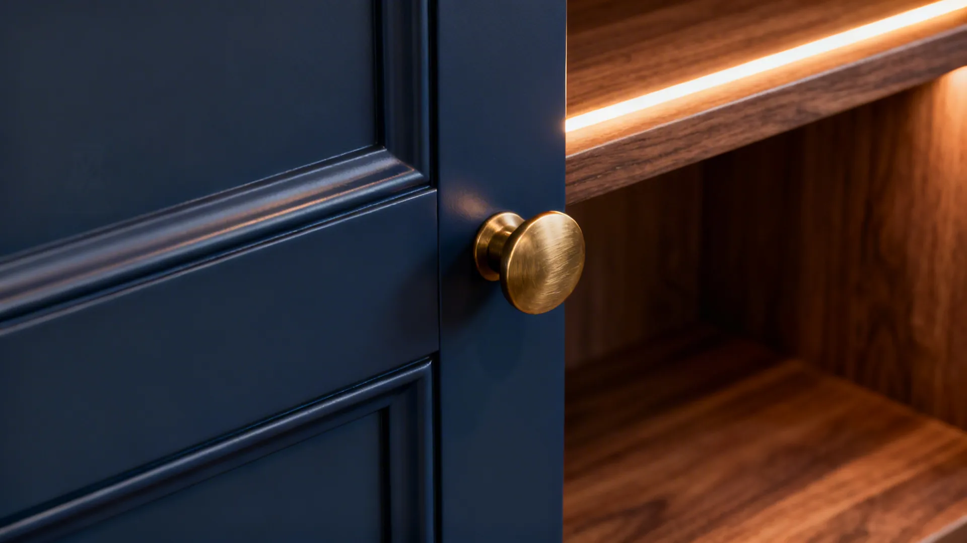 Moody Navy with Brass Accents