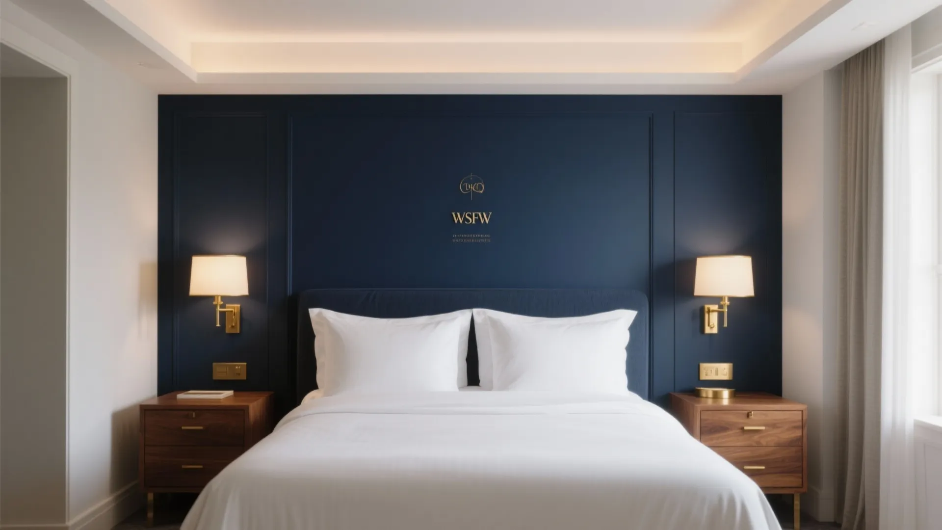 Deep Navy + Warm Brass Accents