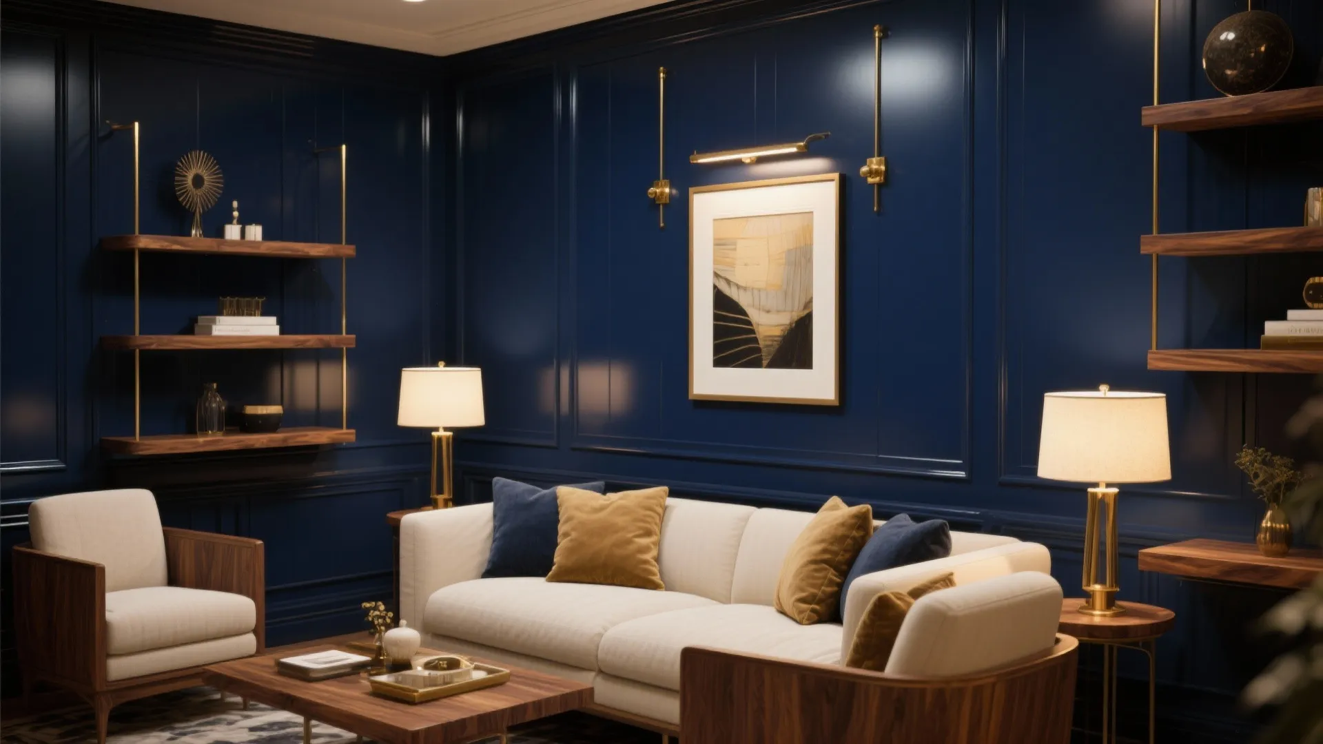 Navy, Brass, and Teak Elegance