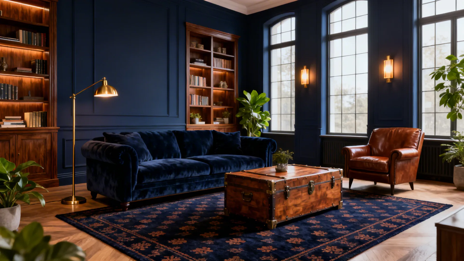Navy Blue + Brown Living Room Ideas — 5 Ways