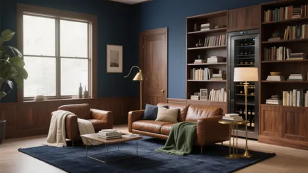 Navy Blue + Brown Living Room Ideas