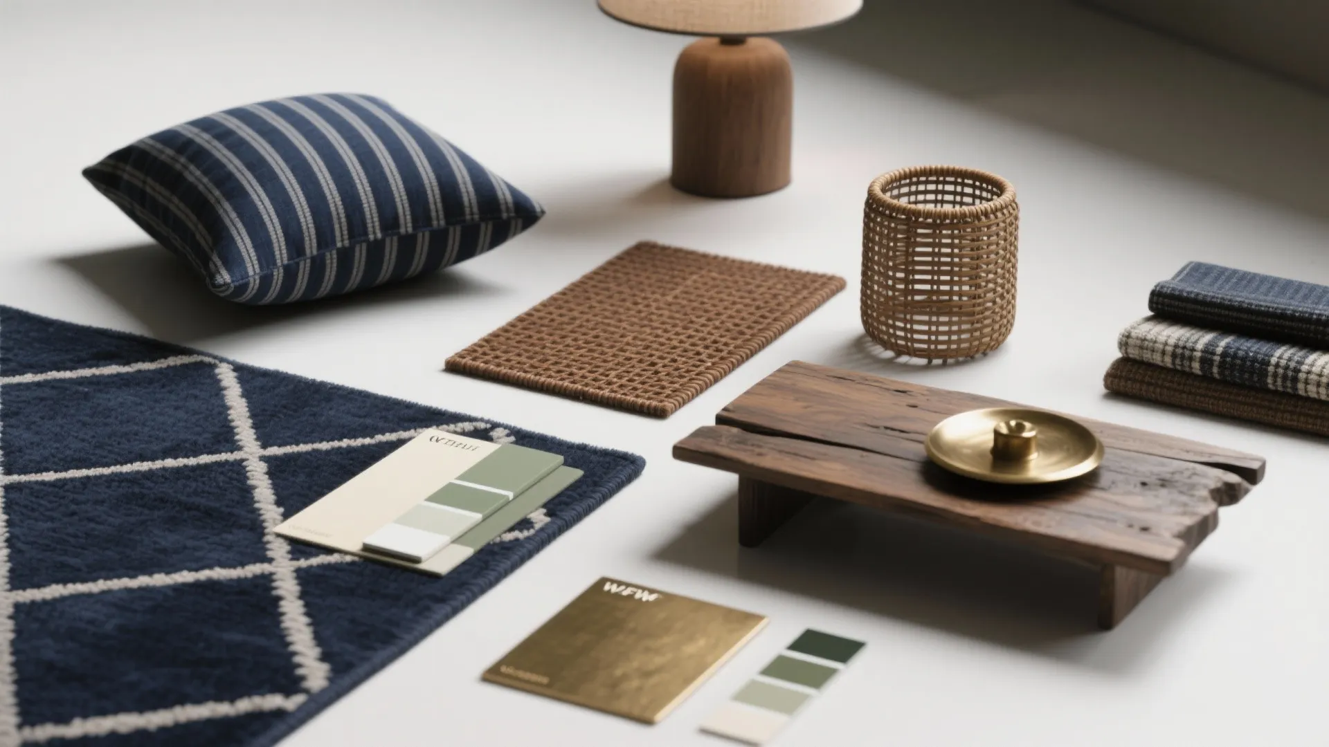 5. Pattern Play: Navy Stripes and Brown Textures